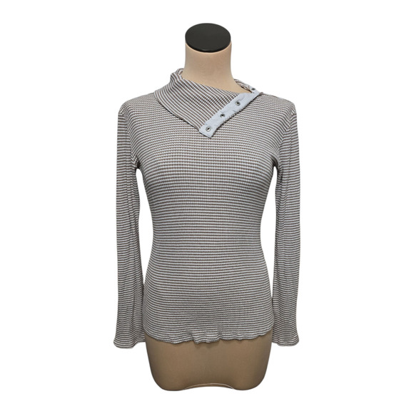 Dolan Sweater Womens Small Asymmetrical Collar Stripe Left Coast Collection Pull - Picture 1 of 8